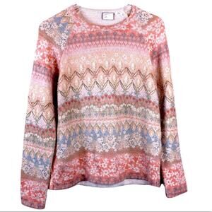 ANTHROPOLOGIE Postage Stamp 9-HIS STCL Pullover Floral Sweater Size XS